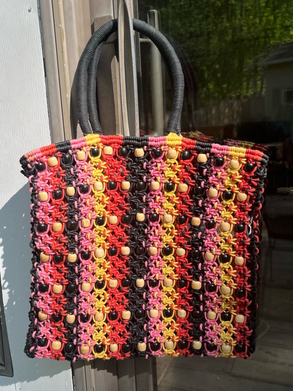 Forever 21 macrame bag colorful stripes